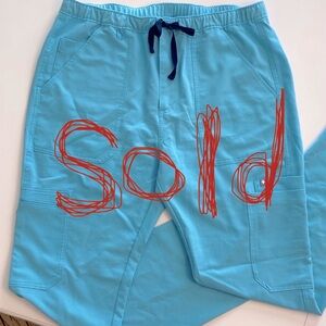 FIGS scrub set. High waisted scrub pants size L. 2 pocket scrub top size XL.